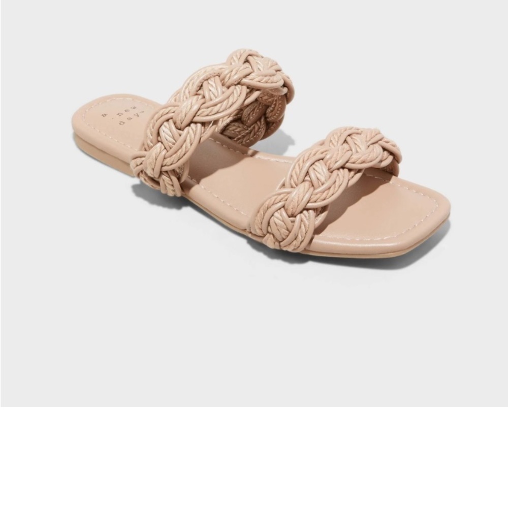 Women's Sarafina Woven Two-Band Slide Sandals with Memory Foam Insole new 🆕